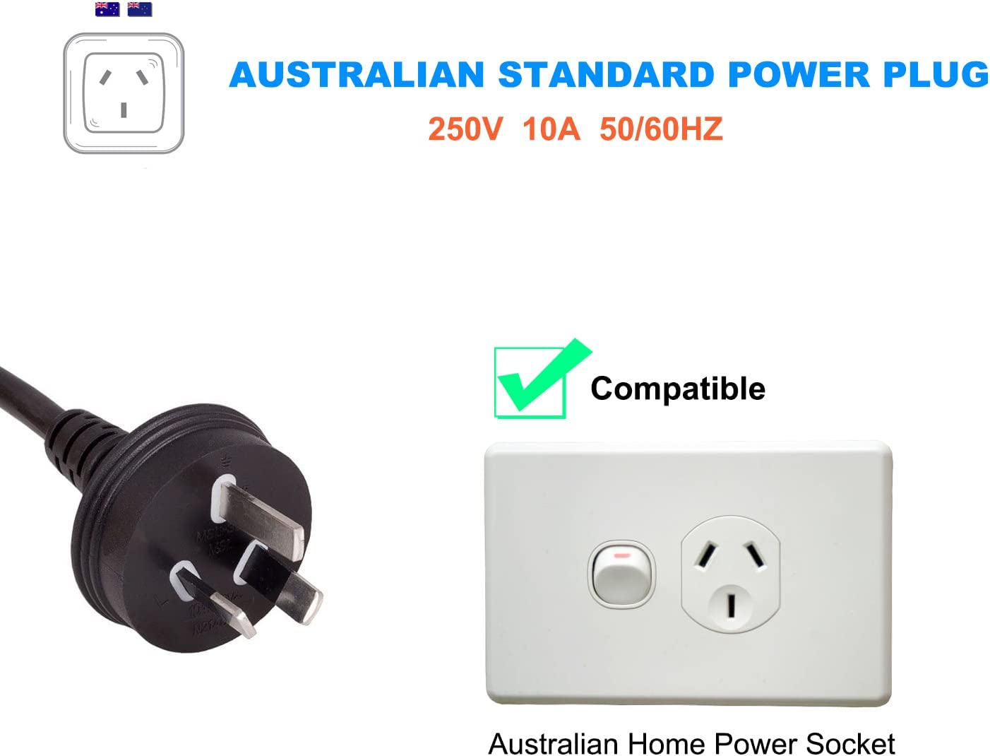 Type 1 EV Charger with Australian plug, 5m Cable, 6/8/10a Adjustable, Portable  EVSE Charger for electric vehicles